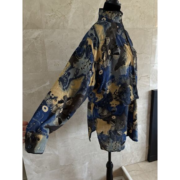 VTG Laurèl Escada Graphic Wool Tunic - EU 36 / US 6, Navy, Artsy Boho Lagenlook - Picture 7 of 11